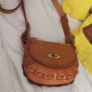 Vintage hand painted leather mini purse